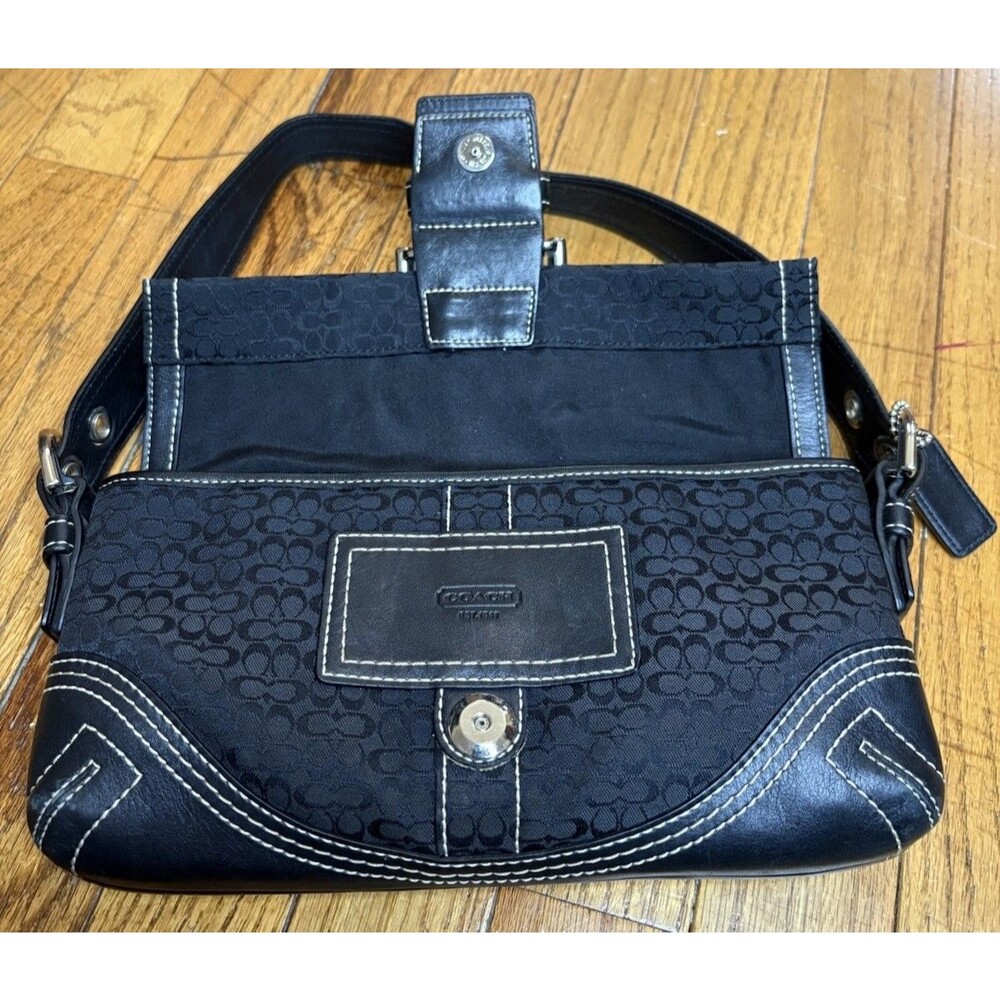 Vintage Coach Purse Soho Demi Shoulder Bag Canvas Black Leather Y2K G05Q-3628 - Picture 5 of 12